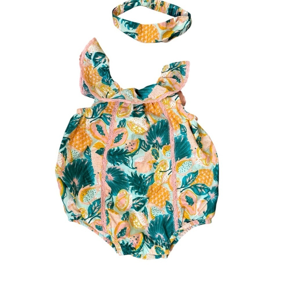 Tommy Bahama One Piece Fruit Dress with Headband Size 6-9 months
